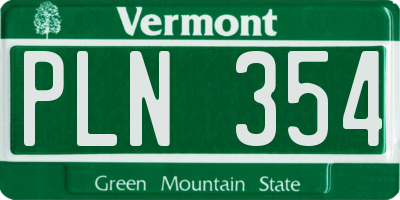 VT license plate PLN354