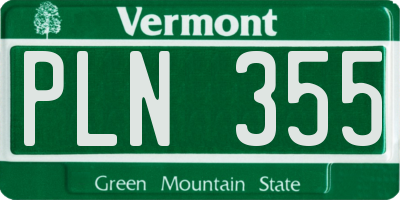 VT license plate PLN355
