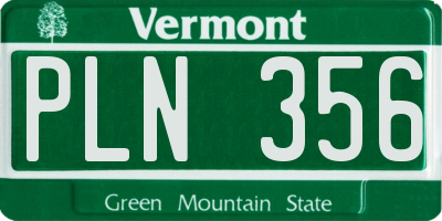 VT license plate PLN356