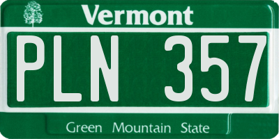 VT license plate PLN357