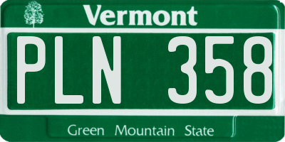 VT license plate PLN358