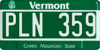 VT license plate PLN359