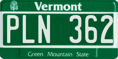 VT license plate PLN362