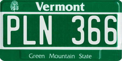 VT license plate PLN366