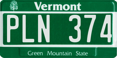 VT license plate PLN374