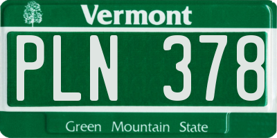 VT license plate PLN378