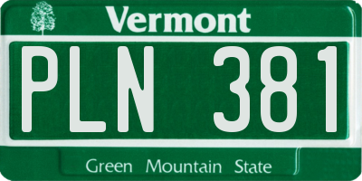 VT license plate PLN381
