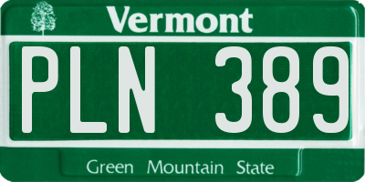 VT license plate PLN389