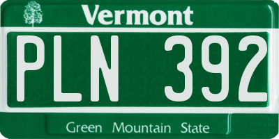VT license plate PLN392
