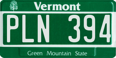 VT license plate PLN394