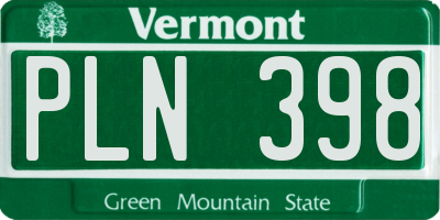VT license plate PLN398