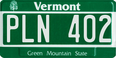 VT license plate PLN402