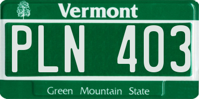 VT license plate PLN403