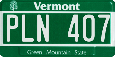 VT license plate PLN407