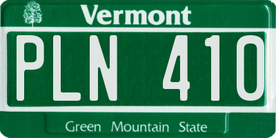 VT license plate PLN410