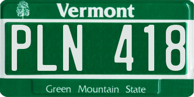 VT license plate PLN418