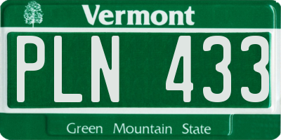 VT license plate PLN433