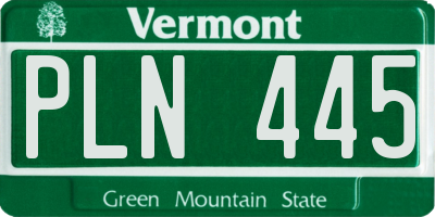 VT license plate PLN445