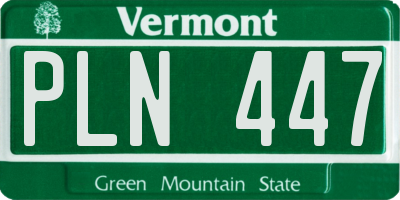 VT license plate PLN447