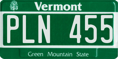 VT license plate PLN455
