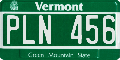 VT license plate PLN456