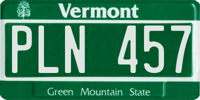 VT license plate PLN457