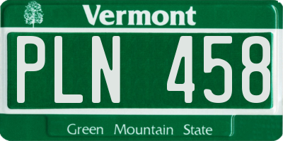 VT license plate PLN458