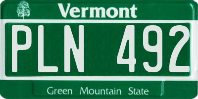 VT license plate PLN492