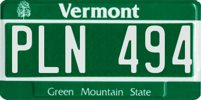 VT license plate PLN494