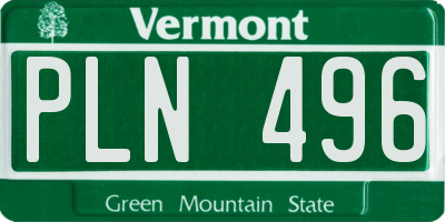 VT license plate PLN496