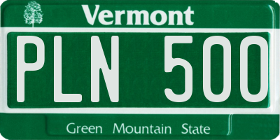 VT license plate PLN500