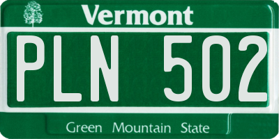 VT license plate PLN502