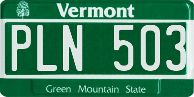 VT license plate PLN503