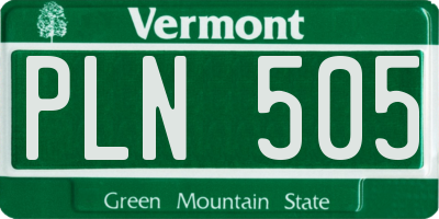VT license plate PLN505