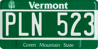 VT license plate PLN523