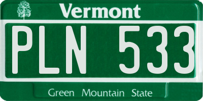 VT license plate PLN533
