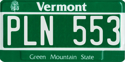 VT license plate PLN553