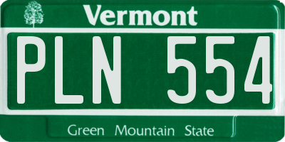 VT license plate PLN554