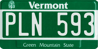 VT license plate PLN593