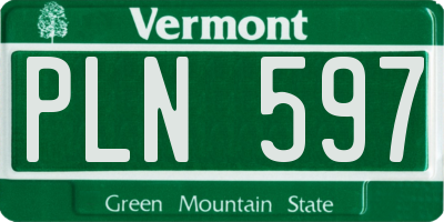 VT license plate PLN597