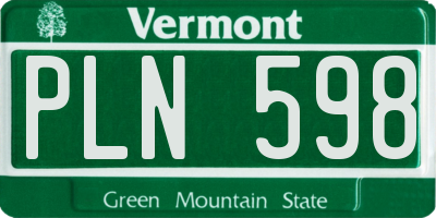 VT license plate PLN598