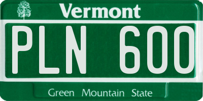 VT license plate PLN600