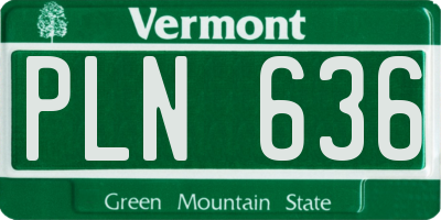 VT license plate PLN636