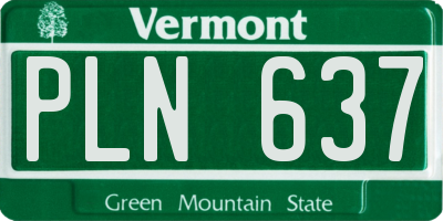 VT license plate PLN637