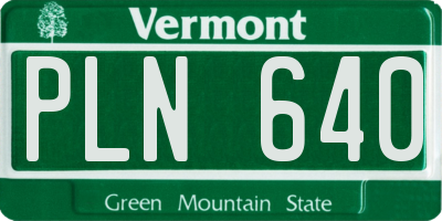 VT license plate PLN640