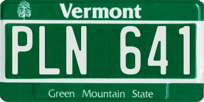 VT license plate PLN641
