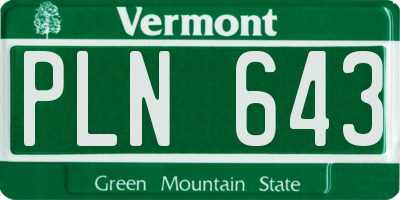 VT license plate PLN643