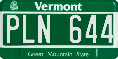 VT license plate PLN644