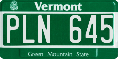 VT license plate PLN645