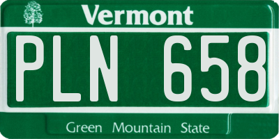 VT license plate PLN658